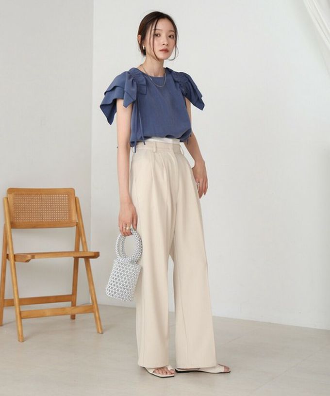 日本 Bab - 浪漫層次感荷葉短袖上衣-淺藍 (M)