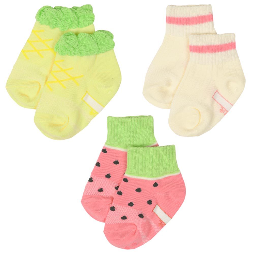 akachan honpo - 短襪3雙組-水果-黃色 (9~14cm)
