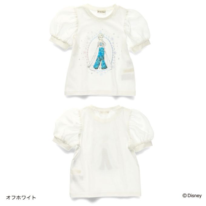 日本 BRANSHES - 迪士尼限定 亮片雪紡澎澎短袖上衣-卡通人物樂佩-粉紫