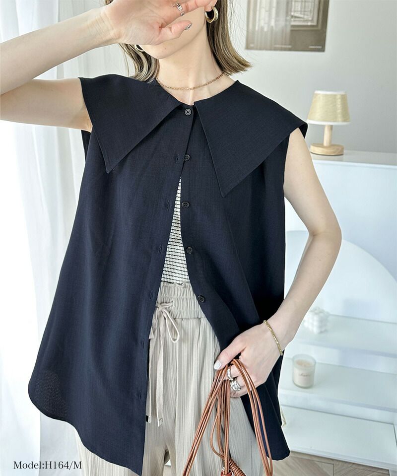 日本 Classical Elf - 優雅歌德領無袖襯衫-天使白