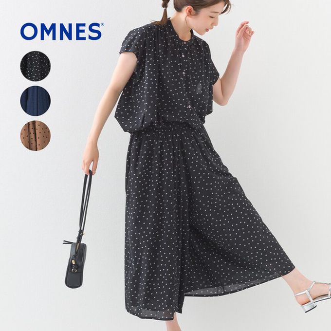 日本 OMNES - 100%印度棉 飄逸巴里紗超寬褲-點點-黑
