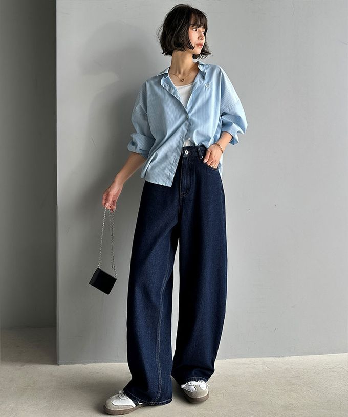 日本 Classical Elf - 俐落百搭刷色感彎月弧型丹寧褲-棕