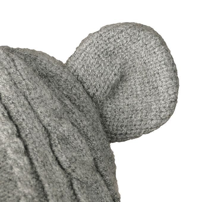 akachan honpo - 針織帽 小熊-防靜電紗線-灰色