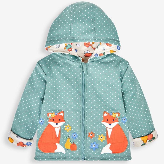 英國 JoJo Maman BeBe - 幼/兒童雙面穿100%純棉保暖連帽外套-收穫祭