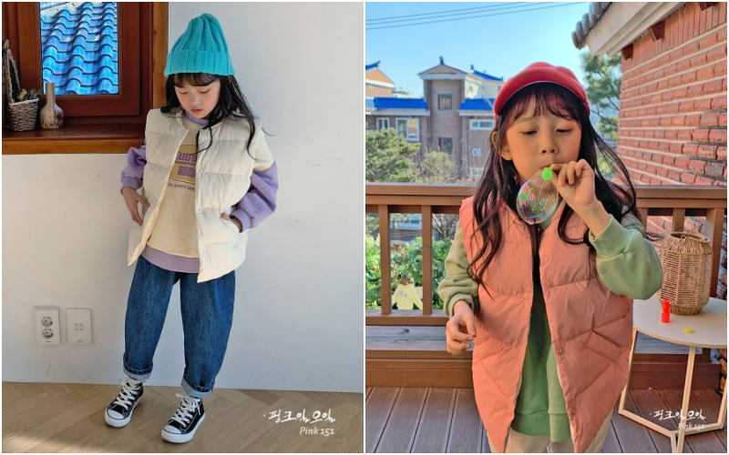 韓國 PINK151 - 輕量保暖羽絨背心-奶油白