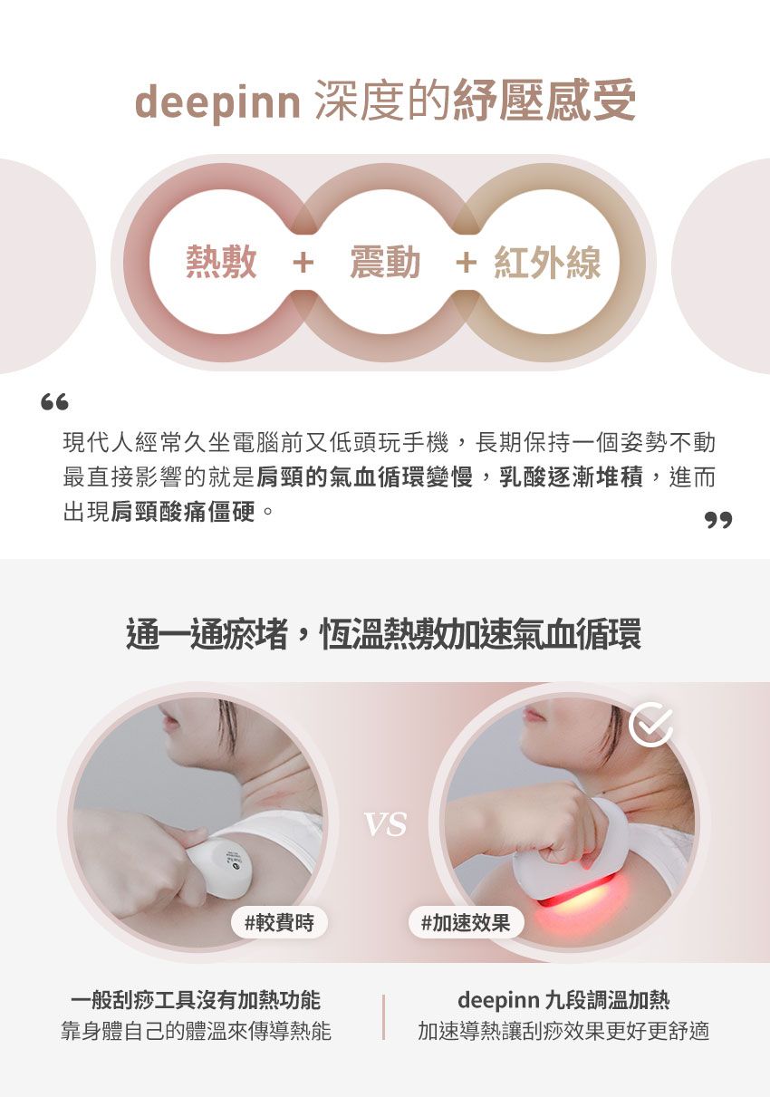 3ZeBra - deepinn 砭石溫感按摩儀/刮痧儀-白色