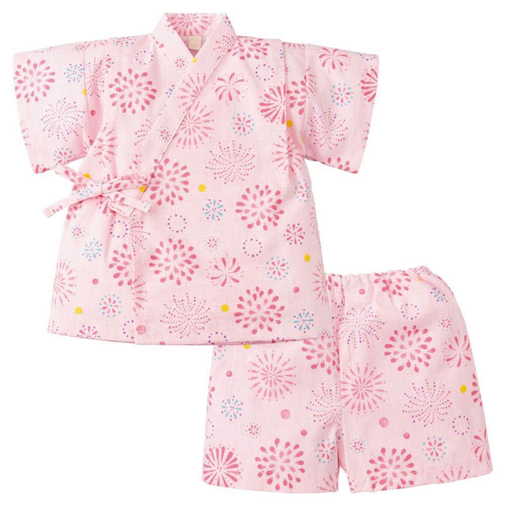 兩件式甚平-煙火-粉紅色-日本製