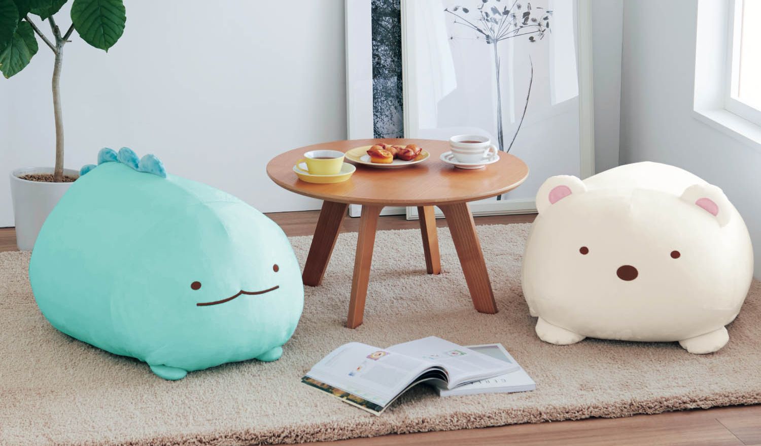 日本千趣會 - 角落生物 多功能棉被衣物收納袋/抱枕/椅墊-偽蜥蜴 (33x52x62cm)