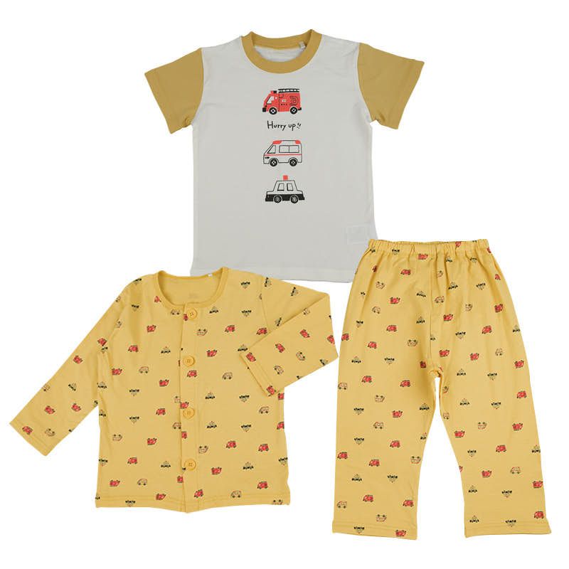 akachan honpo - 男短袖+長袖家居服-黃色