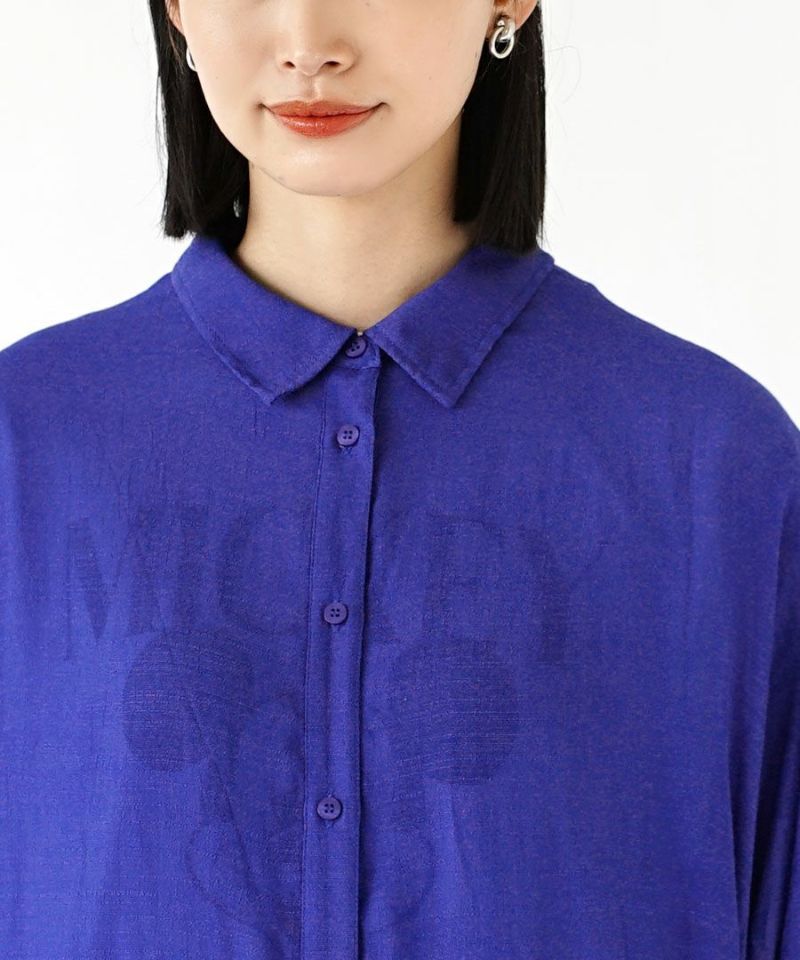 日本 zootie - 楊柳透膚澎澎袖長版襯衫/罩衫-深綠