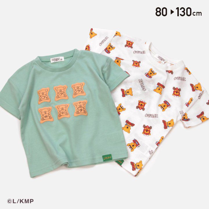 日本 Chil2 - 小熊餅乾聯名 印花短袖上衣-滿版-白