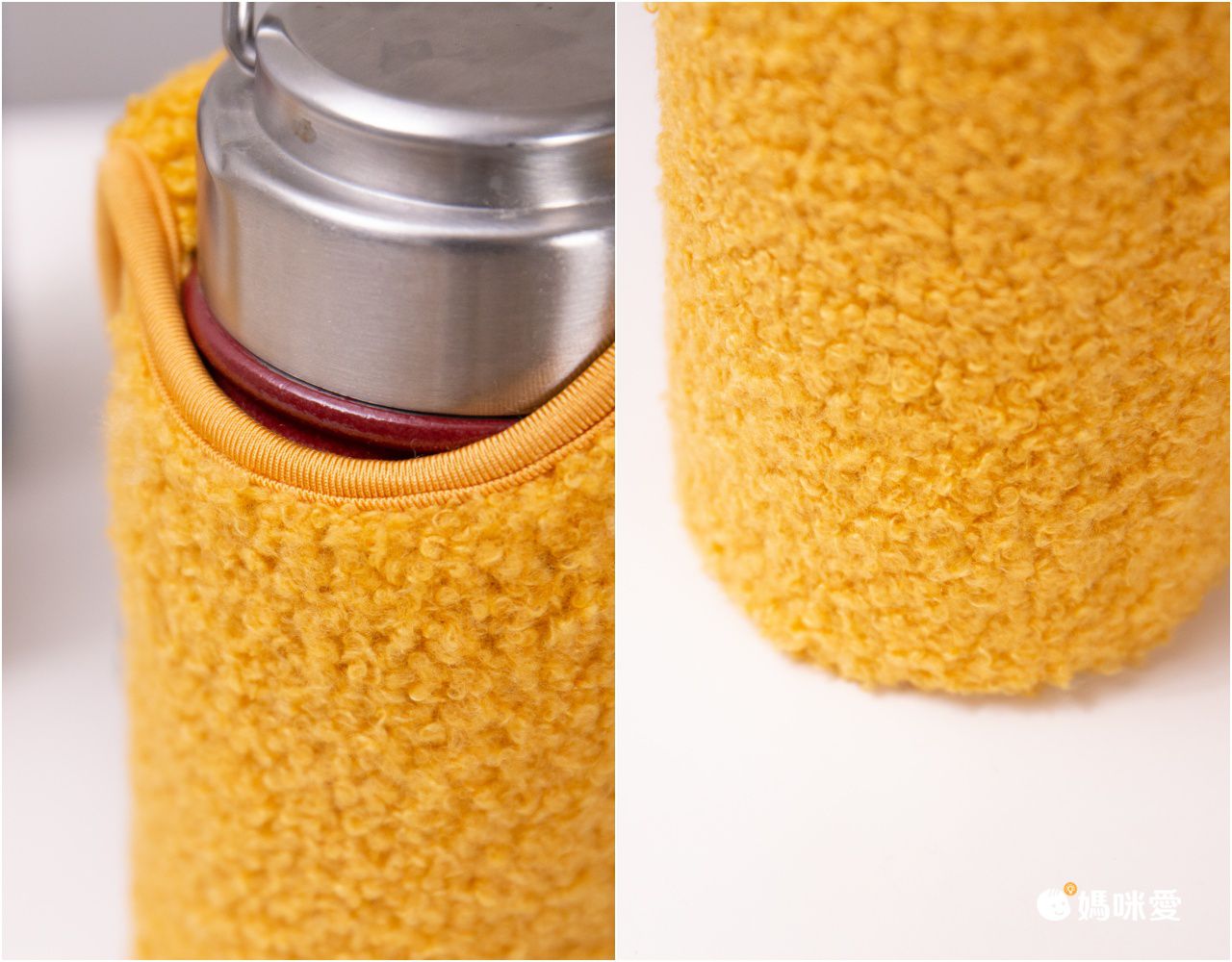 斜背泰迪絨防摔保溫杯背帶(不含杯套)-黃色