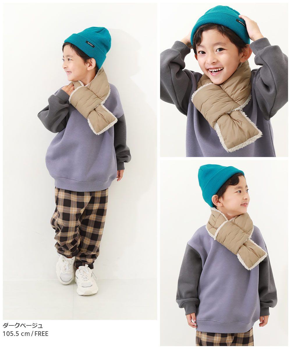 日本 devirock - 可機洗纖維羽絨保暖雙面圍脖-卡其米 (FREE)