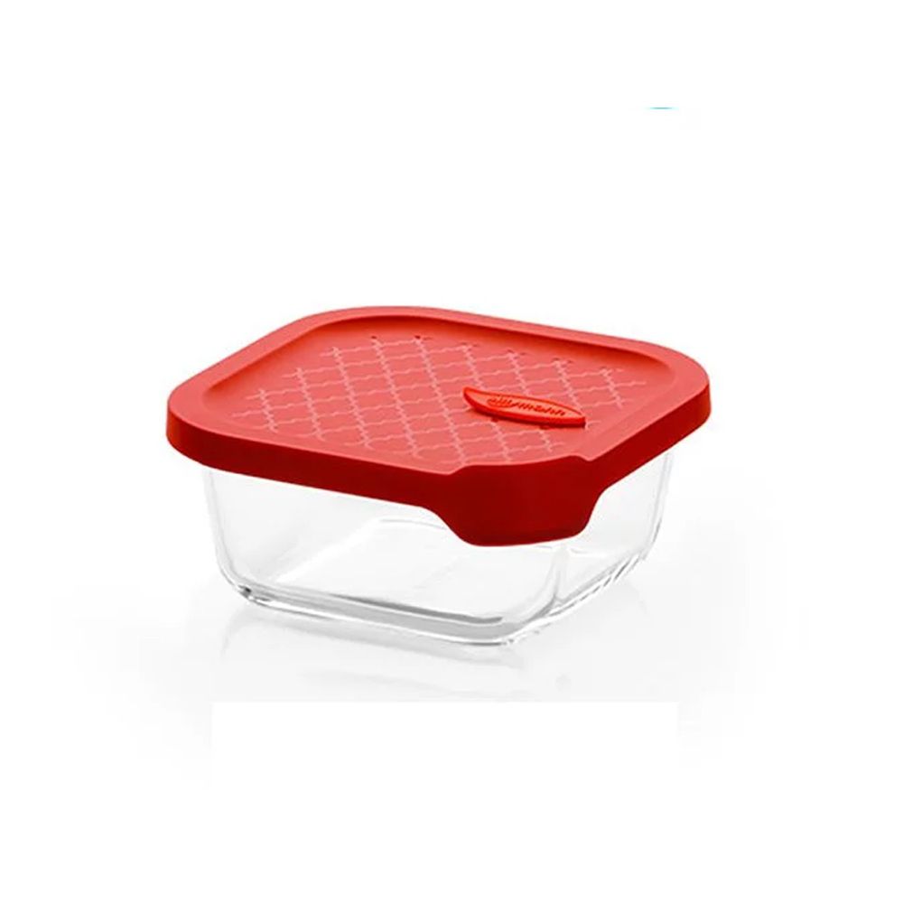 韓國 sillymann - 100%鉑金矽膠微波烤箱輕量玻璃保鮮盒(正方型500ml)-紅