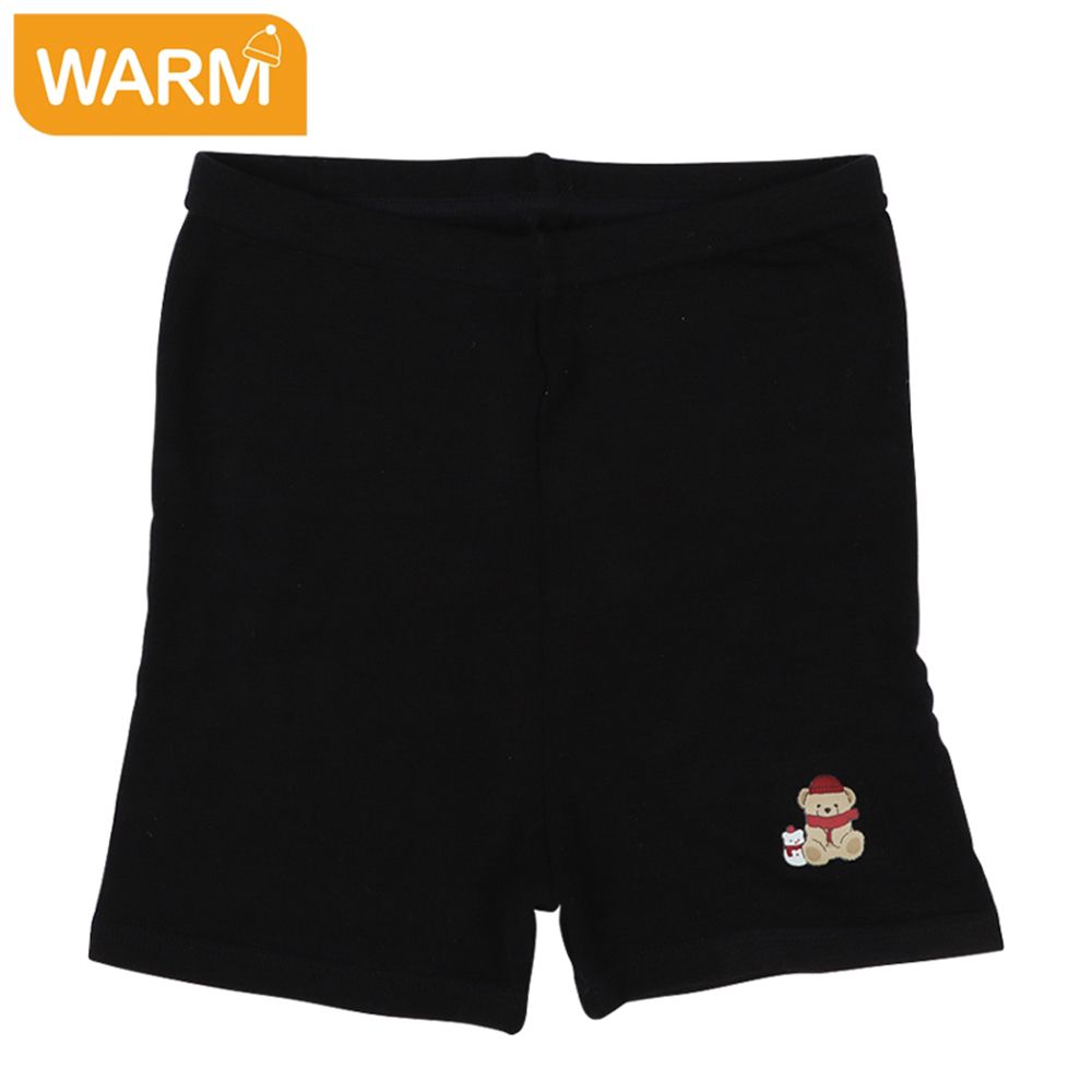 1分緊身褲-桃皮絨 小熊-黑色