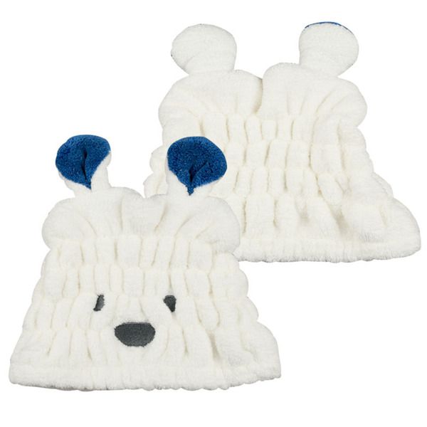 akachan honpo - 動物造型吸水乾髮帽-白熊-白色 (頭圍44~80cm)