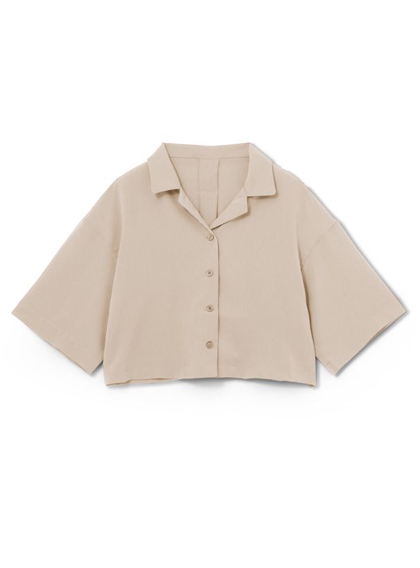 日本 GRL - 率性翻領排釦短袖襯衫/外套-黑