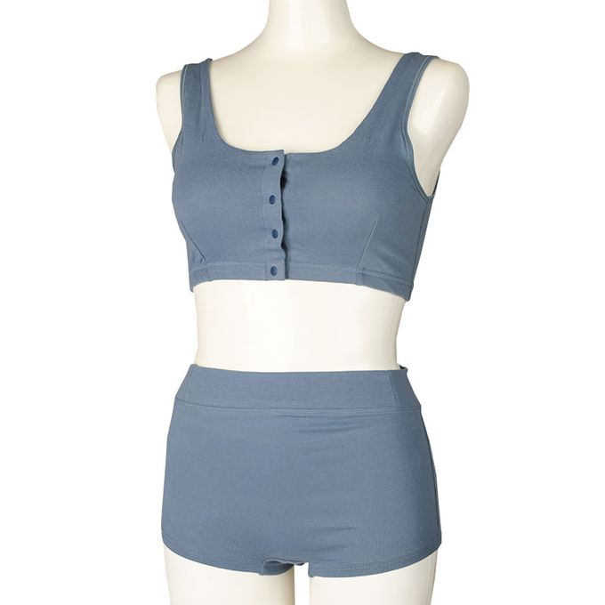 akachan honpo - 半截式內衣-前開式素面-藍色