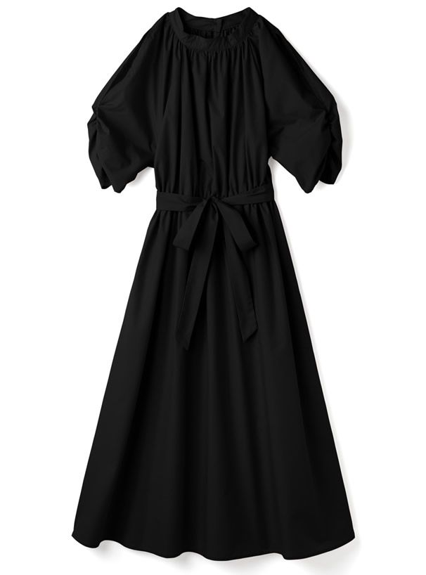 日本 GRL - 甜美蝴蝶結泡泡袖洋裝-冰河灰