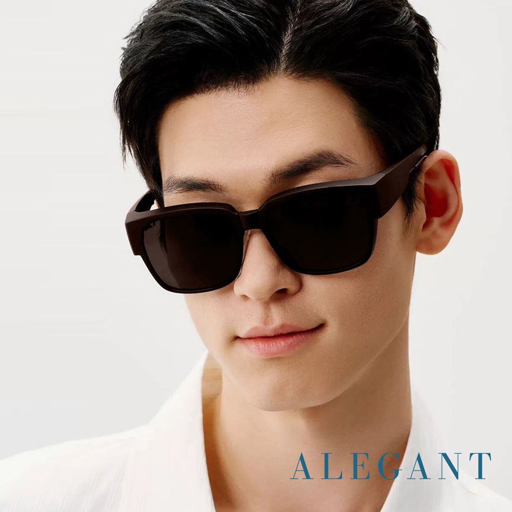 休閒時尚星曜棕方框全罩式寶麗來偏光墨鏡│外掛式UV400太陽眼鏡 (星曜棕)