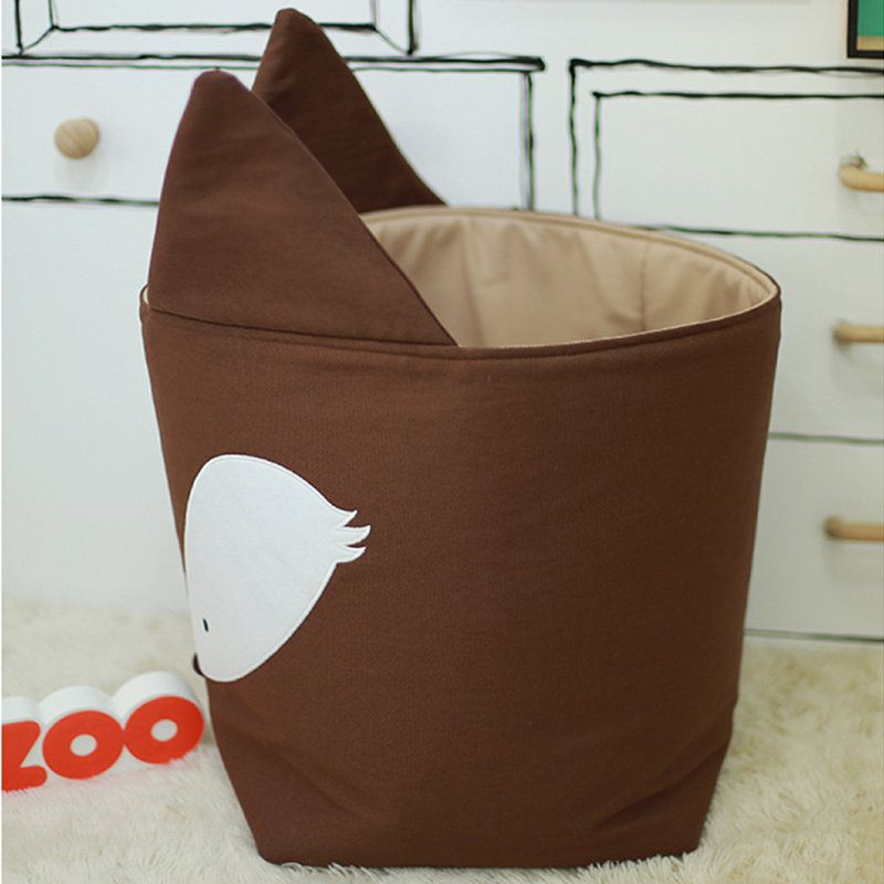 正韓Hello HiZoo - 純手工製動物造型多功能收納籃 (摺疊收納箱/收納桶/置物籃/收納箱)-狐狸