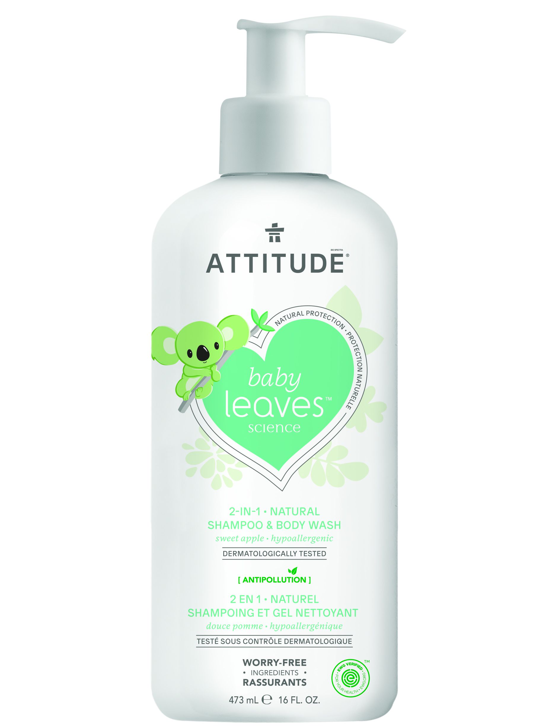 加拿大 ATTITUDE 艾特優 - 嬰幼兒2合1洗髮沐浴露-甜蘋果-473ml