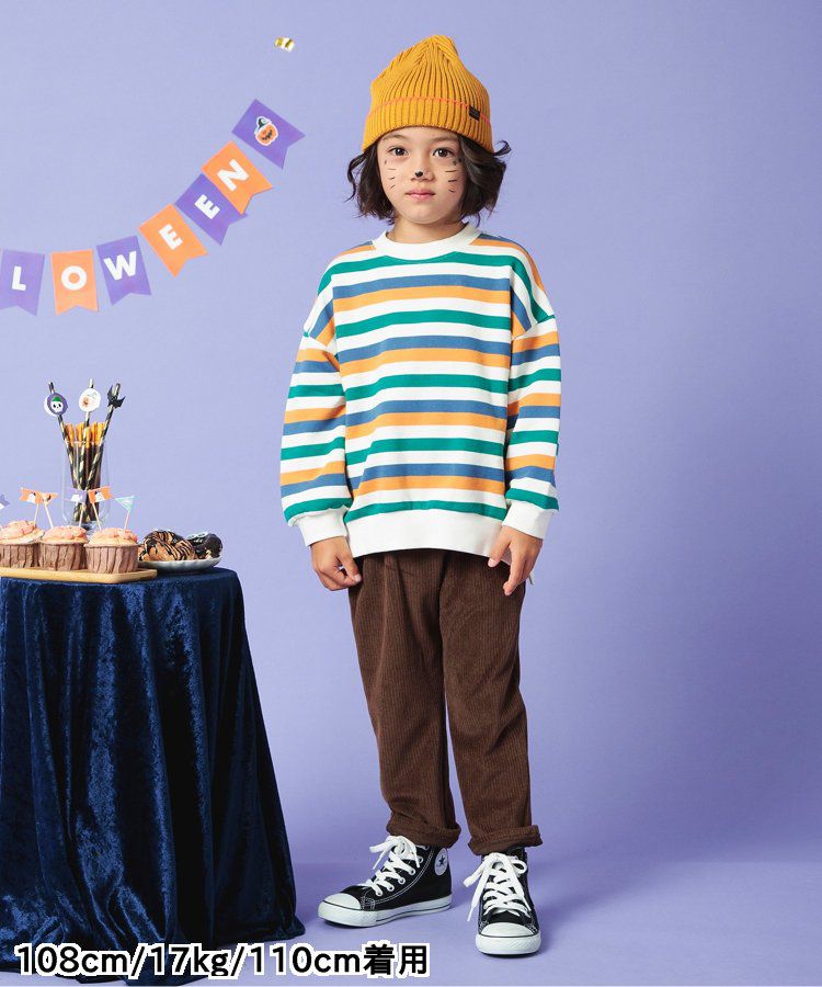 日本 BREEZE - 素色羅紋休閒長褲-象牙白