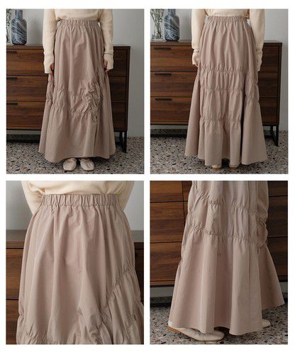 日本 Bou Jeloud - 不規則皺縮設計長裙-橘