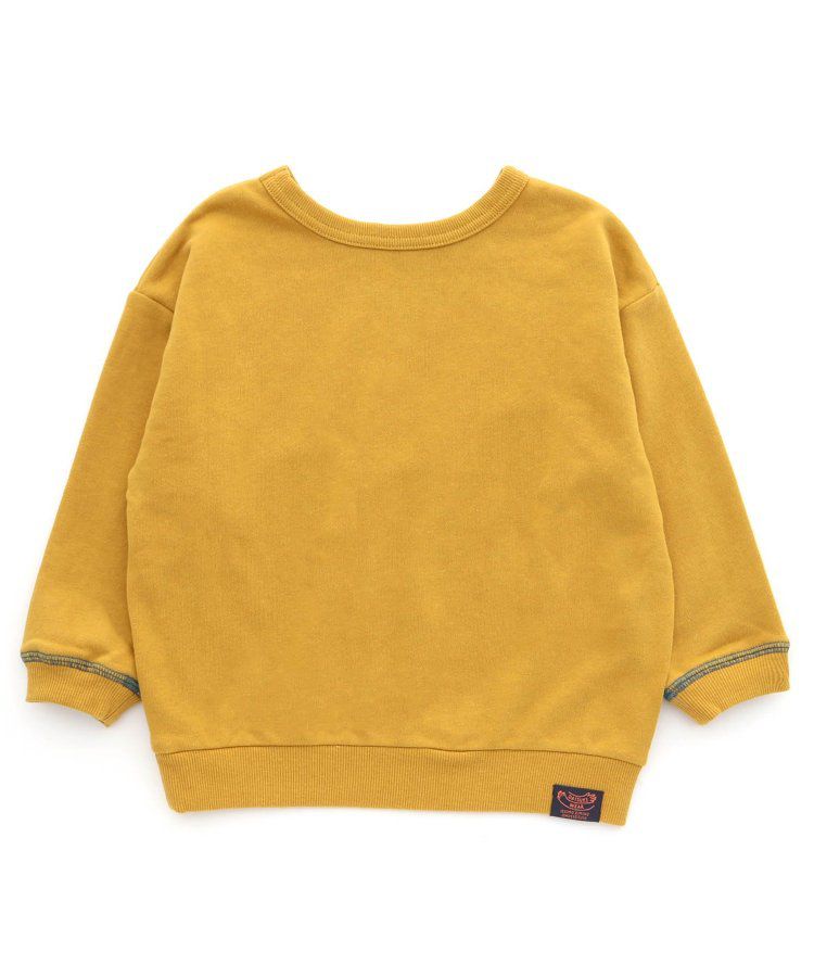 日本 BREEZE - 正反OK！裏毛圓領縫線長袖上衣-橘