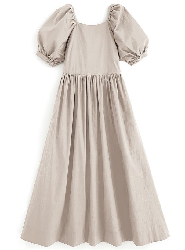 日本 GRL - 休閒百搭方領泡泡袖洋裝-黑