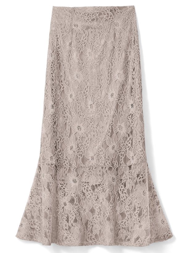 日本 GRL - 古典優雅蕾絲魚尾長裙-星塵粉