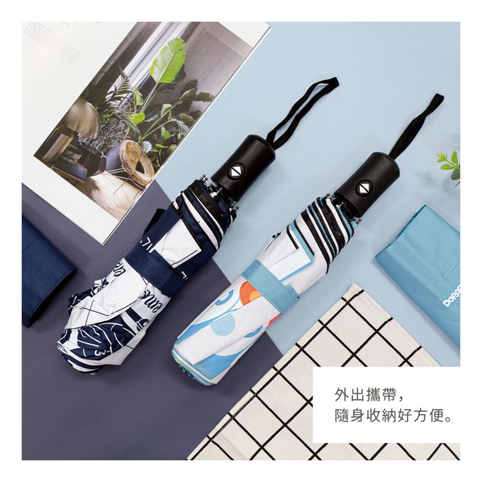 收納王妃 - 哆啦a夢【深藍經典】一按即開 自動傘 雨傘 摺疊傘 晴雨兩用傘 抗UV傘