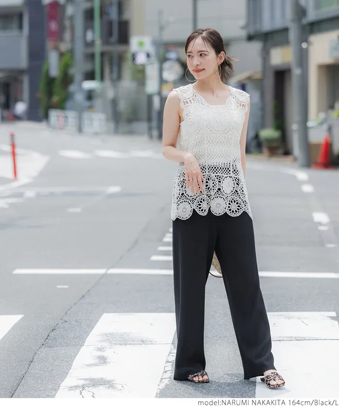 日本 COCA - [可剪裁]  百搭垂墜感彈性修身寬褲-卡其