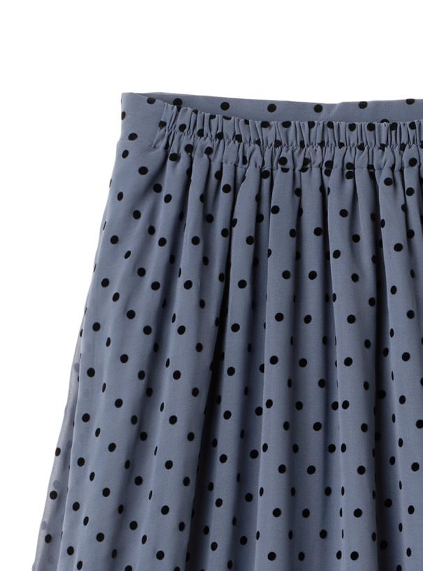 日本 GRL - 復古圓點點雪紡長裙-藍