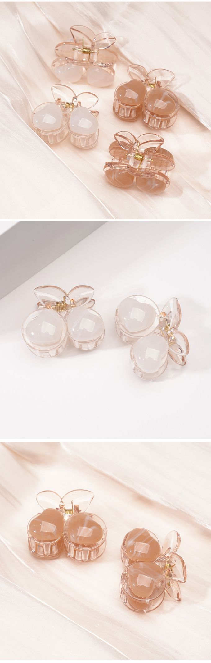 韓國 Soo&Soo - 正韓製立體櫻桃髮夾-奶茶