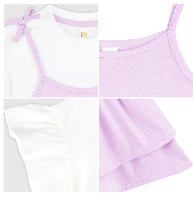 韓國 HEJMINI - (兩件式)細肩帶洋裝-黃