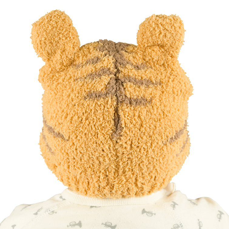 akachan honpo - 毛茸茸針織帽-老虎-芥末黃色