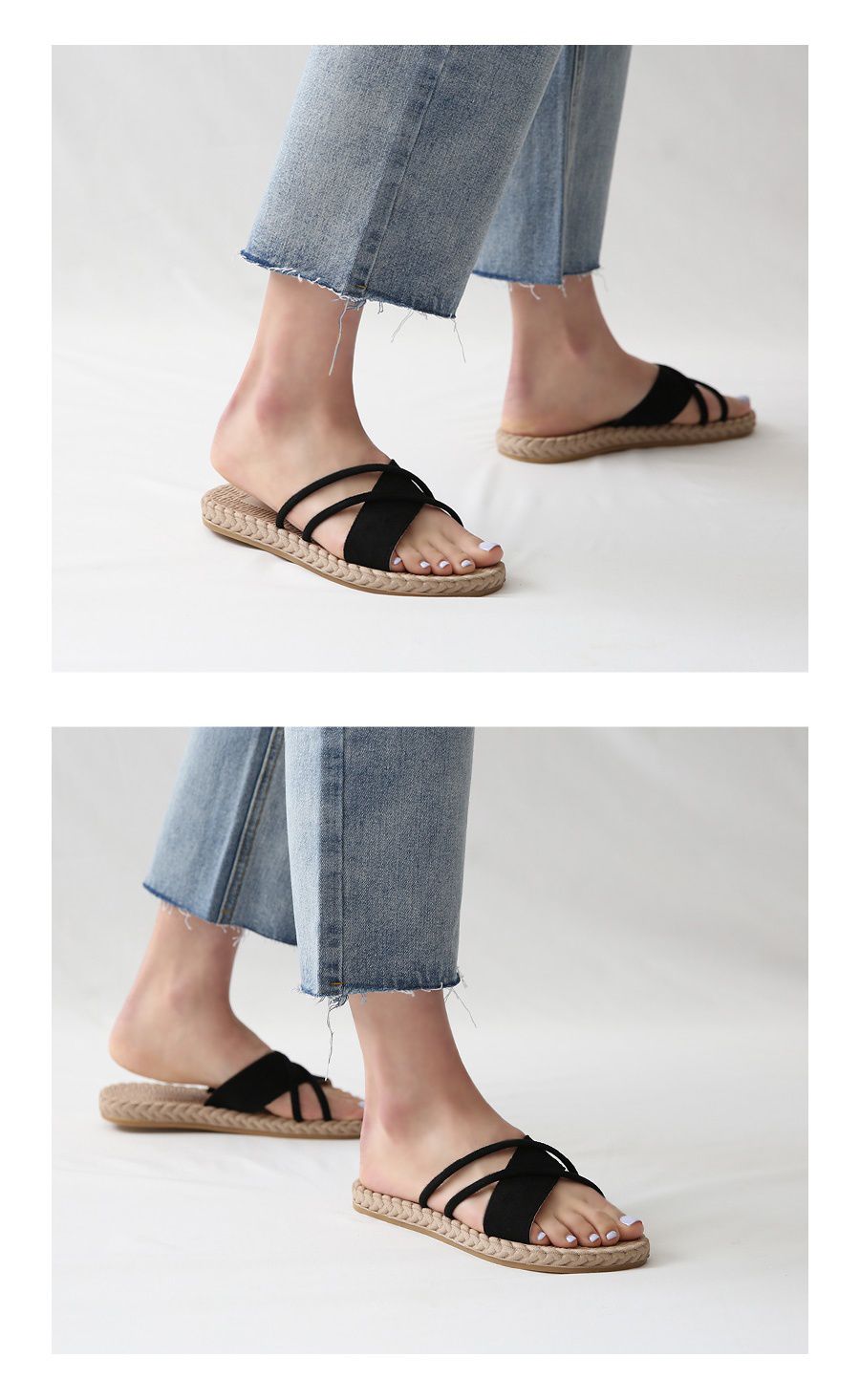 韓國 Dangolunni - 交叉編織拖鞋-杏