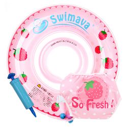 Swimava - G1+S1 脖圈/泳褲組-紅莓-1-18個月，13kg以內/泳褲:8-14kg