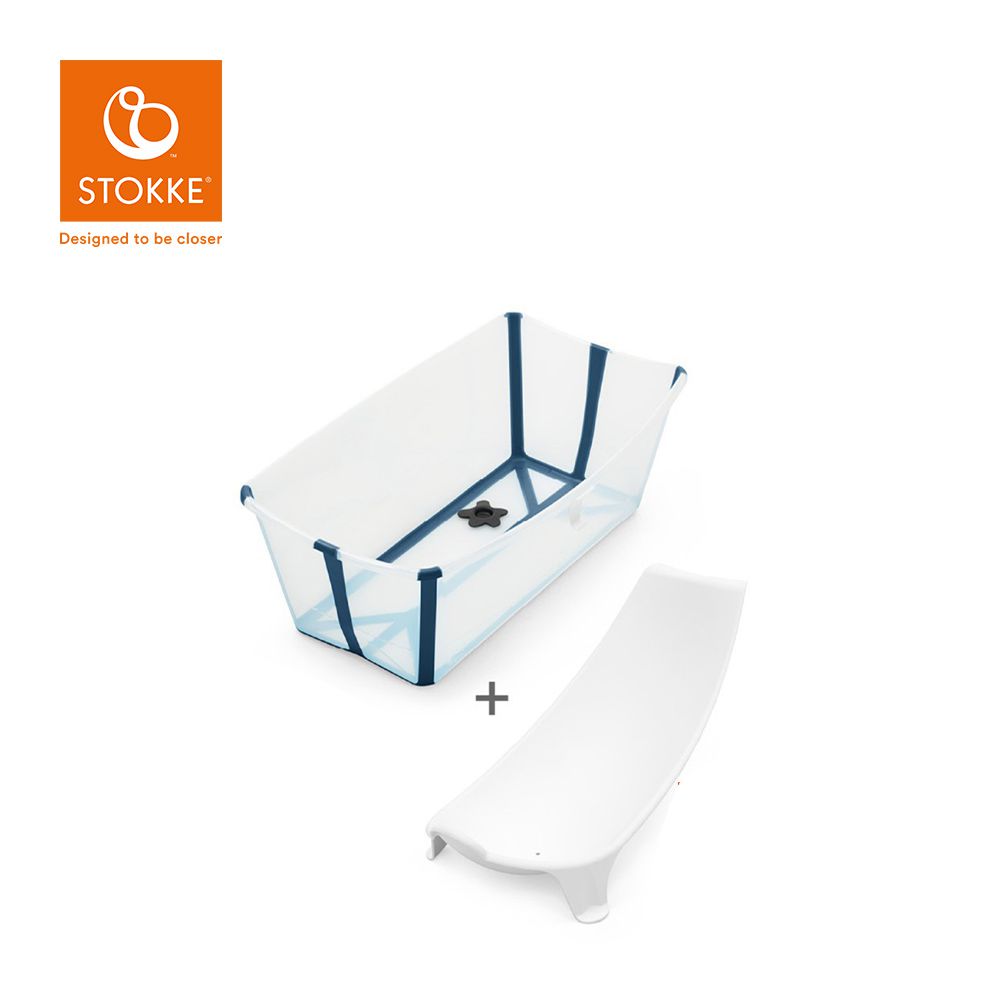Stokke - 挪威 Flexi Bath 折疊式浴盆(感溫水塞)套裝(含浴盆+浴架)-透明藍
