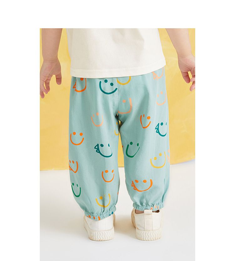 天絲棉腰鬆緊休閒防蚊褲/長褲-怒吼小恐龍-綠色