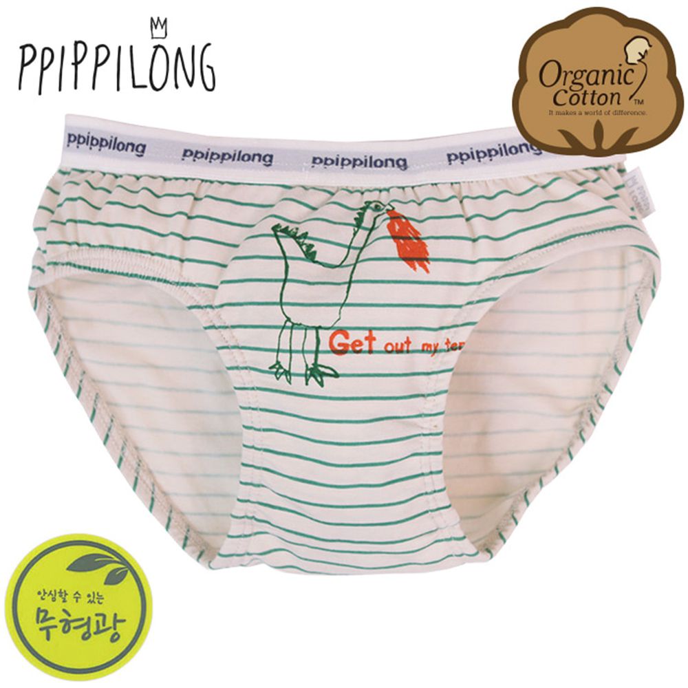 韓國 Ppippilong - (剩65)有機棉透氣三角褲(男寶)-噴火恐龍
