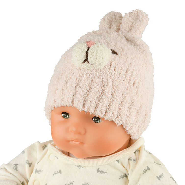 akachan honpo - 毛茸茸針織帽-兔子-粉紅色