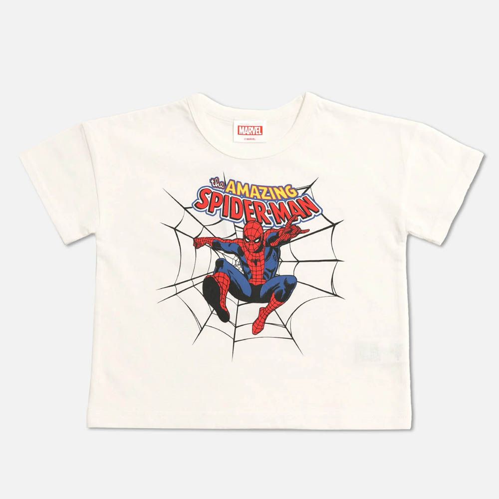 聯名款  100%棉印花短袖上衣-超級英雄蜘蛛人-白