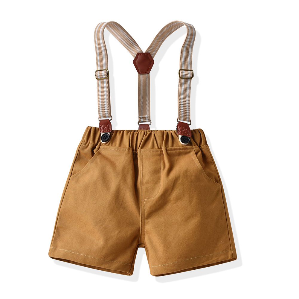 小紳士短袖襯衫套裝套裝(兄妹裝)-繽紛花朵-綠+藍+白