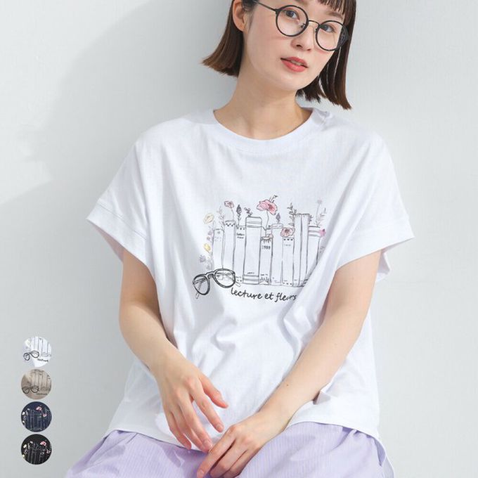 日本 Lupilien - 純棉知性印花法式袖T恤-灰棕