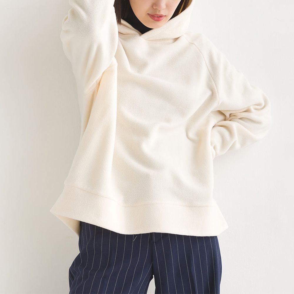 防靜電 微絨休閒連帽長袖上衣-白