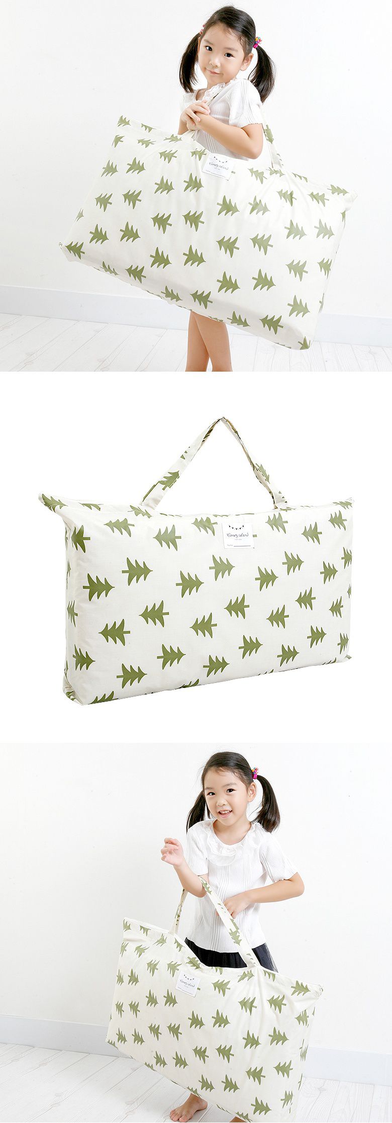 韓國 Coney Island - 防水睡袋收納袋(純棉內裏)-聖誕樹-綠 (77.5*42.5*11cm)