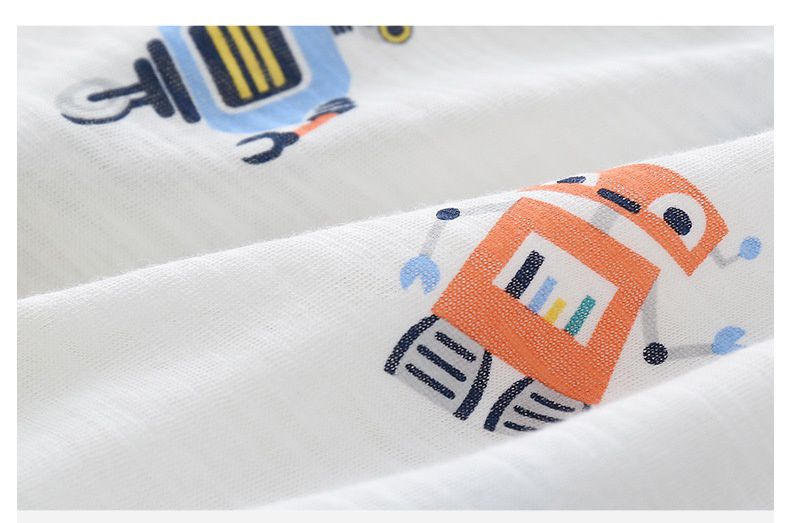 純棉連帽防曬外套/空調外套-小小機器人-白色