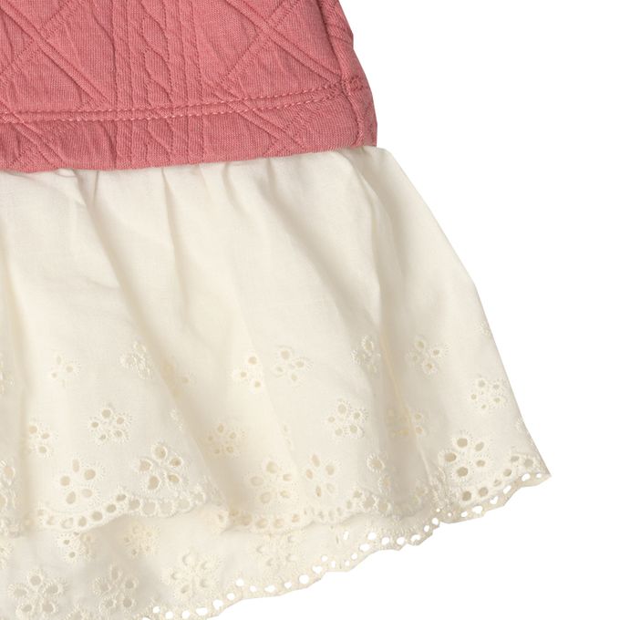 akachan honpo - 長袖鋪棉休閒上衣-下擺蕾絲-粉紅色